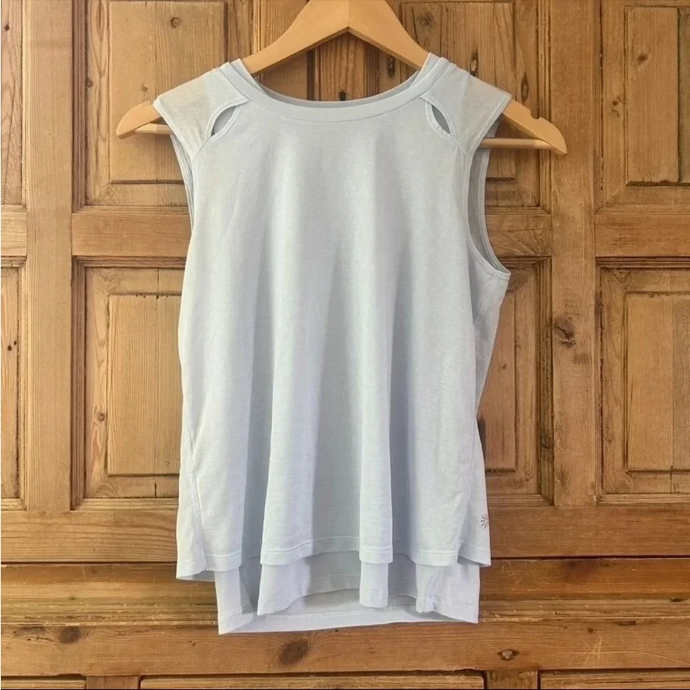 Athleta Girl Doubles Tank Layered Active Sleeveless Carolina Blue Top- M 8-10 - Picture 5 of 8